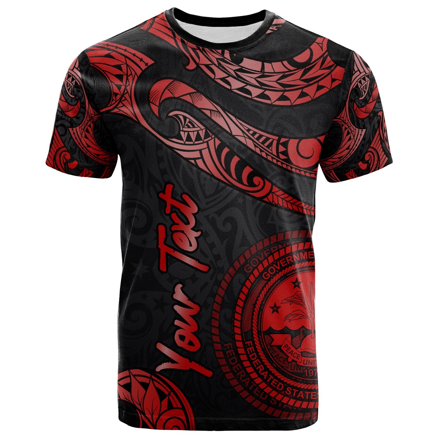 Federated States of Micronesia Custom T Shirt Polynesian Tattoo Red Version Unisex Red - Polynesian Pride