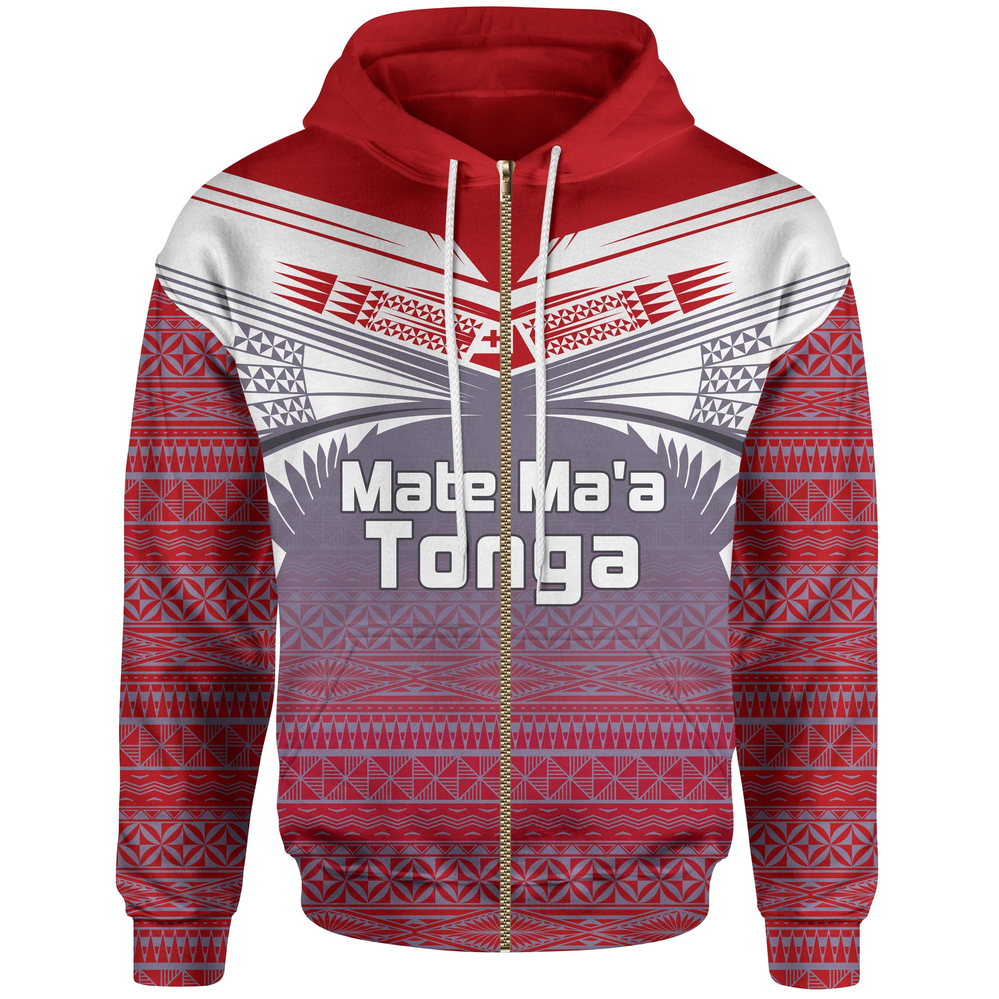 Tonga Polynesian Zip up Hoodie White Tattoo Unisex White - Polynesian Pride