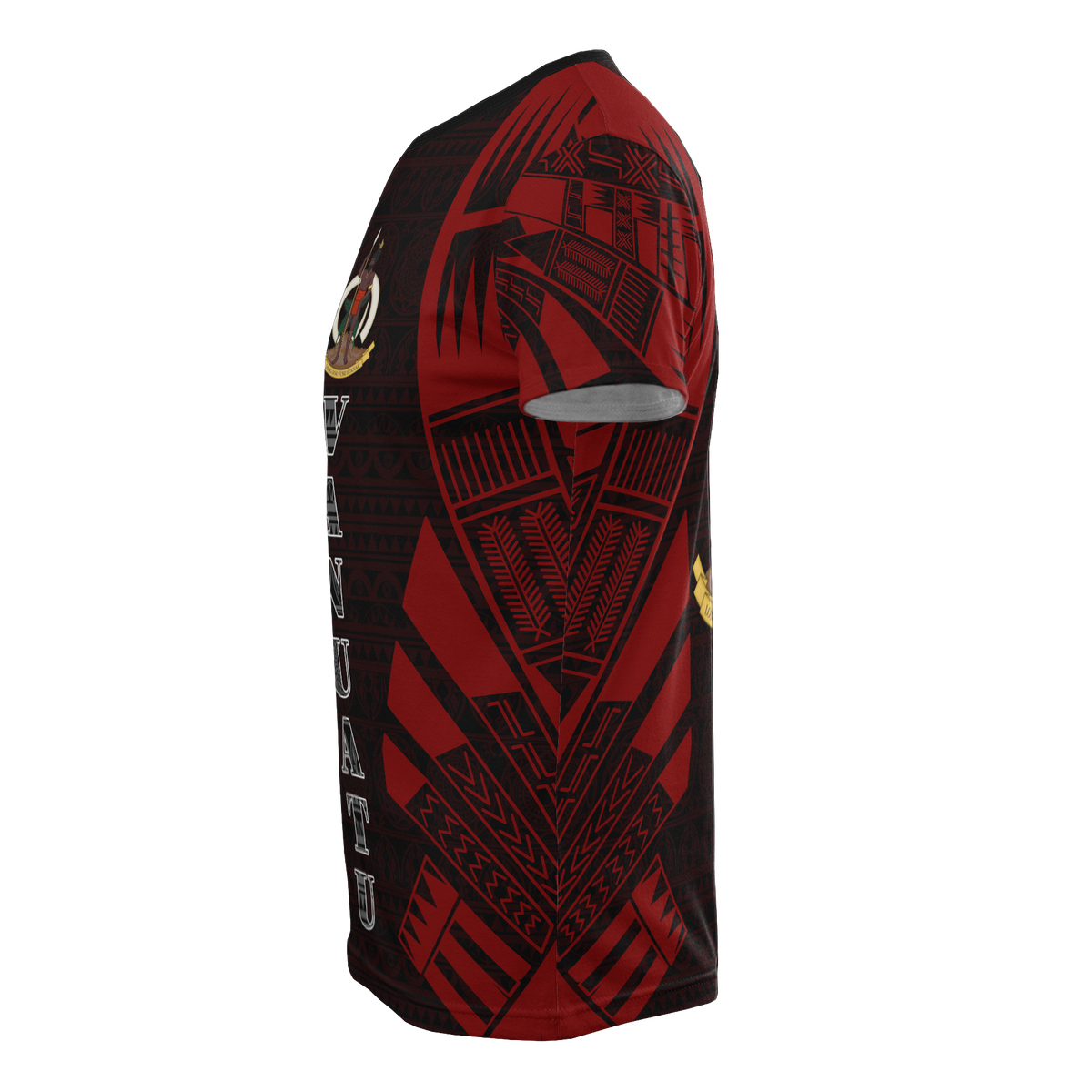 Vanuatu T Shirt Vanuatuan Coat of Arms Polynesian Tattoo Red Style - Polynesian Pride