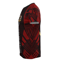 Vanuatu T Shirt Vanuatuan Coat of Arms Polynesian Tattoo Red Style - Polynesian Pride