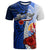 Tahiti Polynesian Custom T Shirt Coat of Arm With Hibiscus Blue Unisex Blue - Polynesian Pride