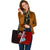 Guam Polynesian Leather Tote Bag - Coat Of Arm With Hibiscus Red - Polynesian Pride