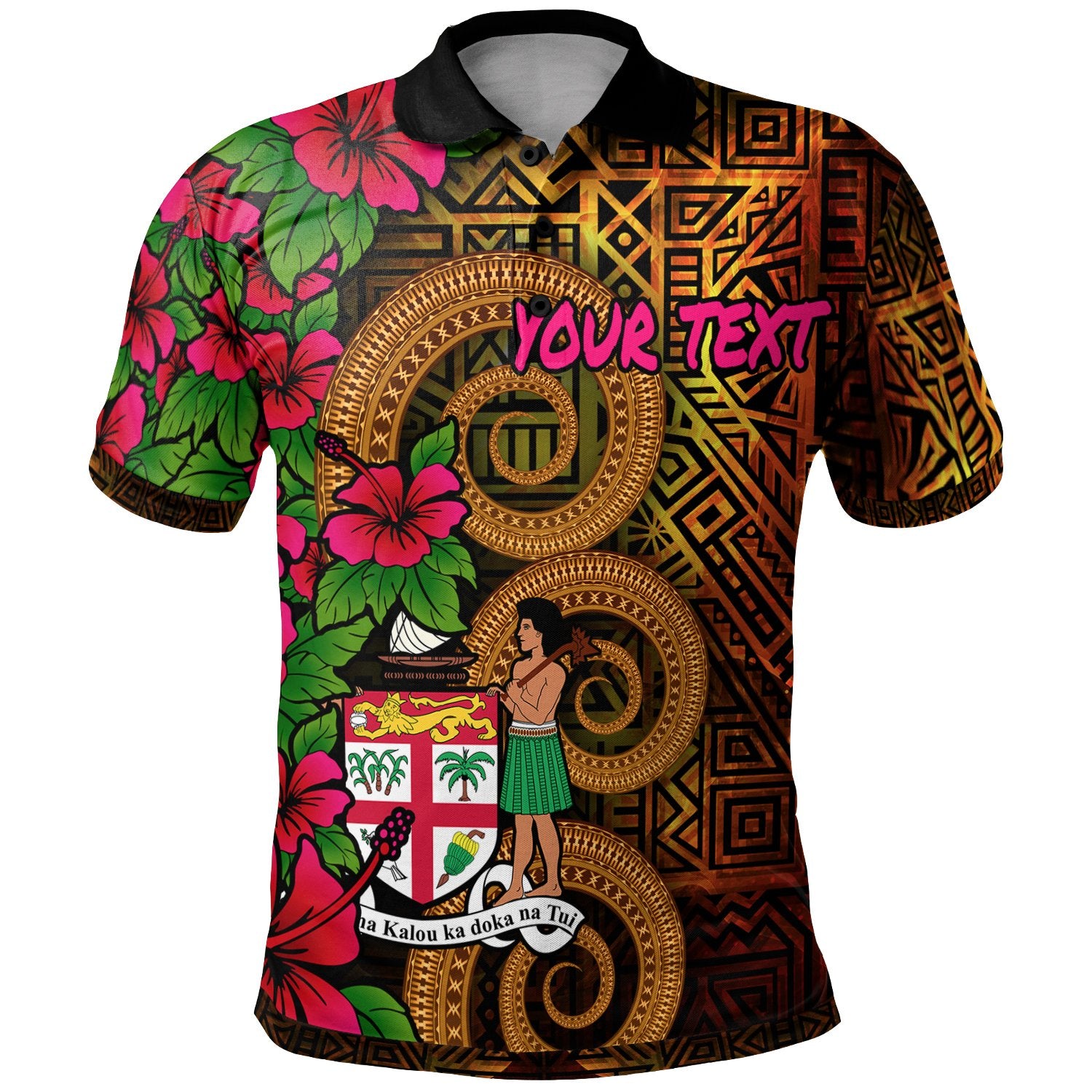 Fiji Polynesian Custom Polo Shirt Hibiscus Vintage Unisex Orange - Polynesian Pride