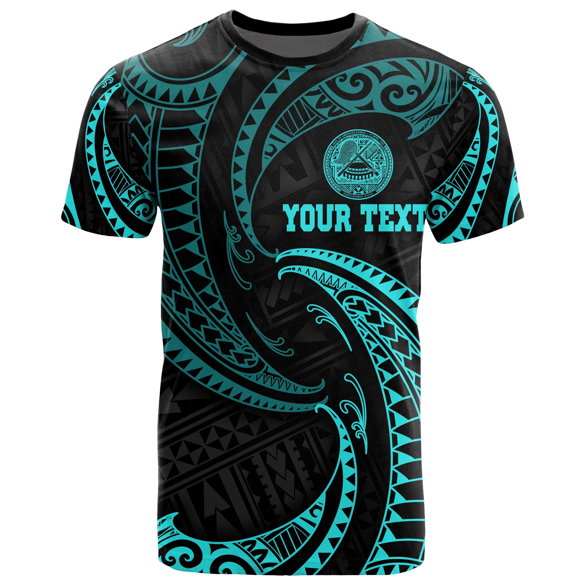 American Samoa Polynesian Custom T Shirt Neon Blue Tribal Wave Unisex Neon Blue - Polynesian Pride