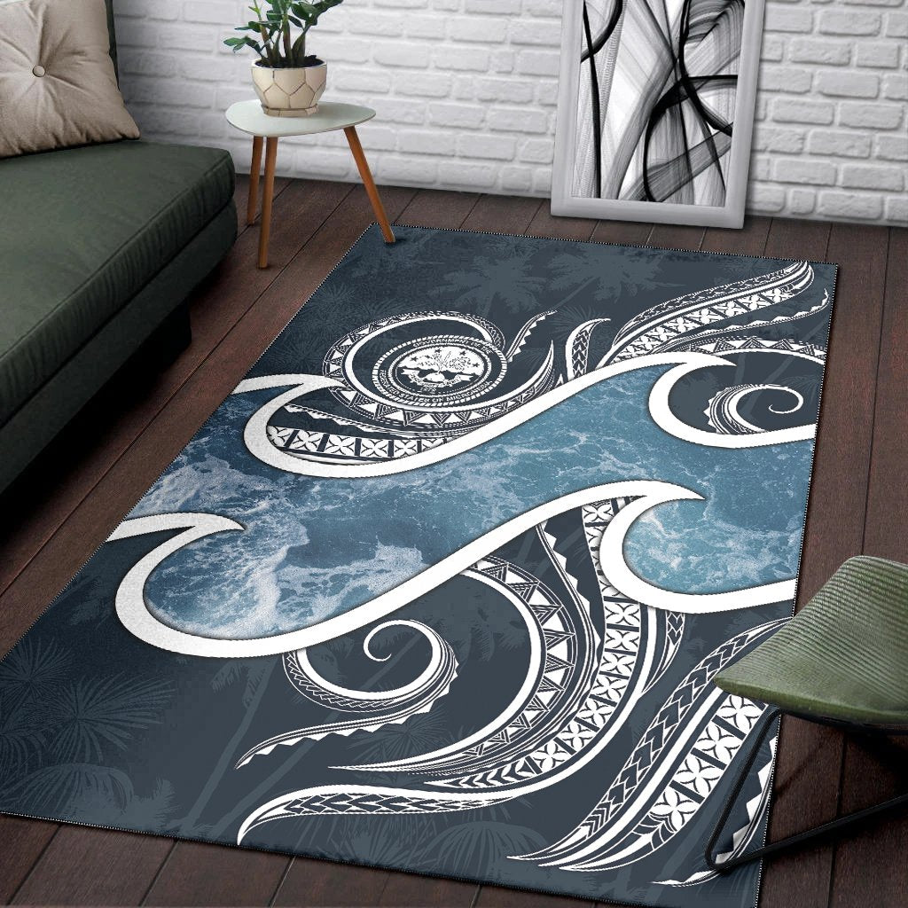 FSM Islands Polynesian Area Rug - Ocean Style Blue - Polynesian Pride