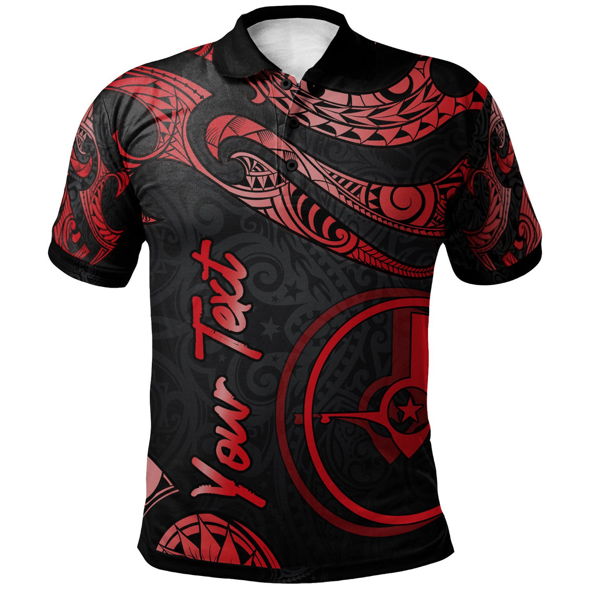 Yap Custom Polo Shirt Polynesian Tattoo Red Version Unisex Red - Polynesian Pride