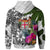 Fiji Hoodie White Turtle Plumeria Banana Leaf Crest - Polynesian Pride