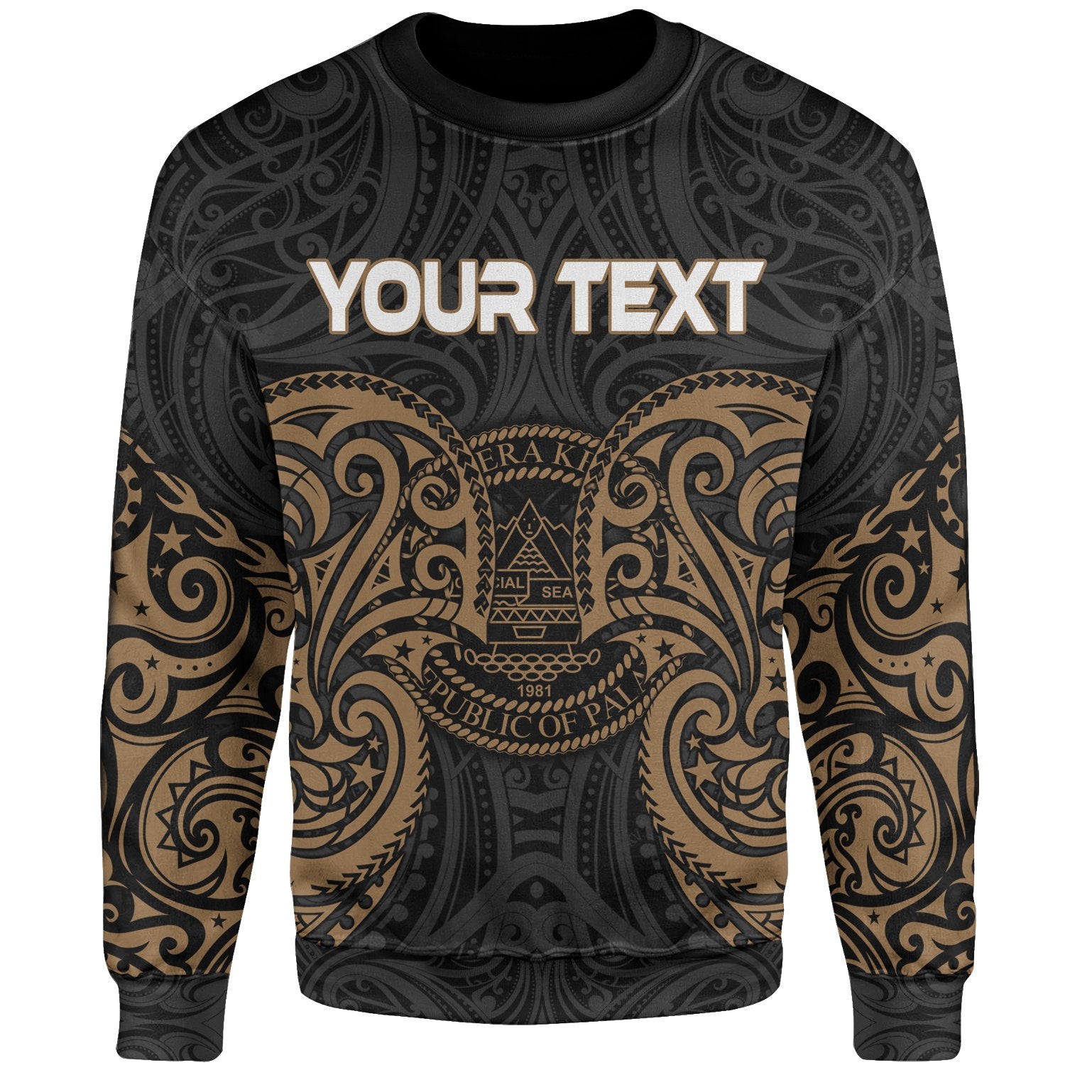 Palau Polynesian Custom Personalised Sweater - Spirit Style Gold Unisex Gold - Polynesian Pride