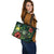 Nauru Polynesian Leather Tote Bag - Green Turtle Hibiscus - Polynesian Pride