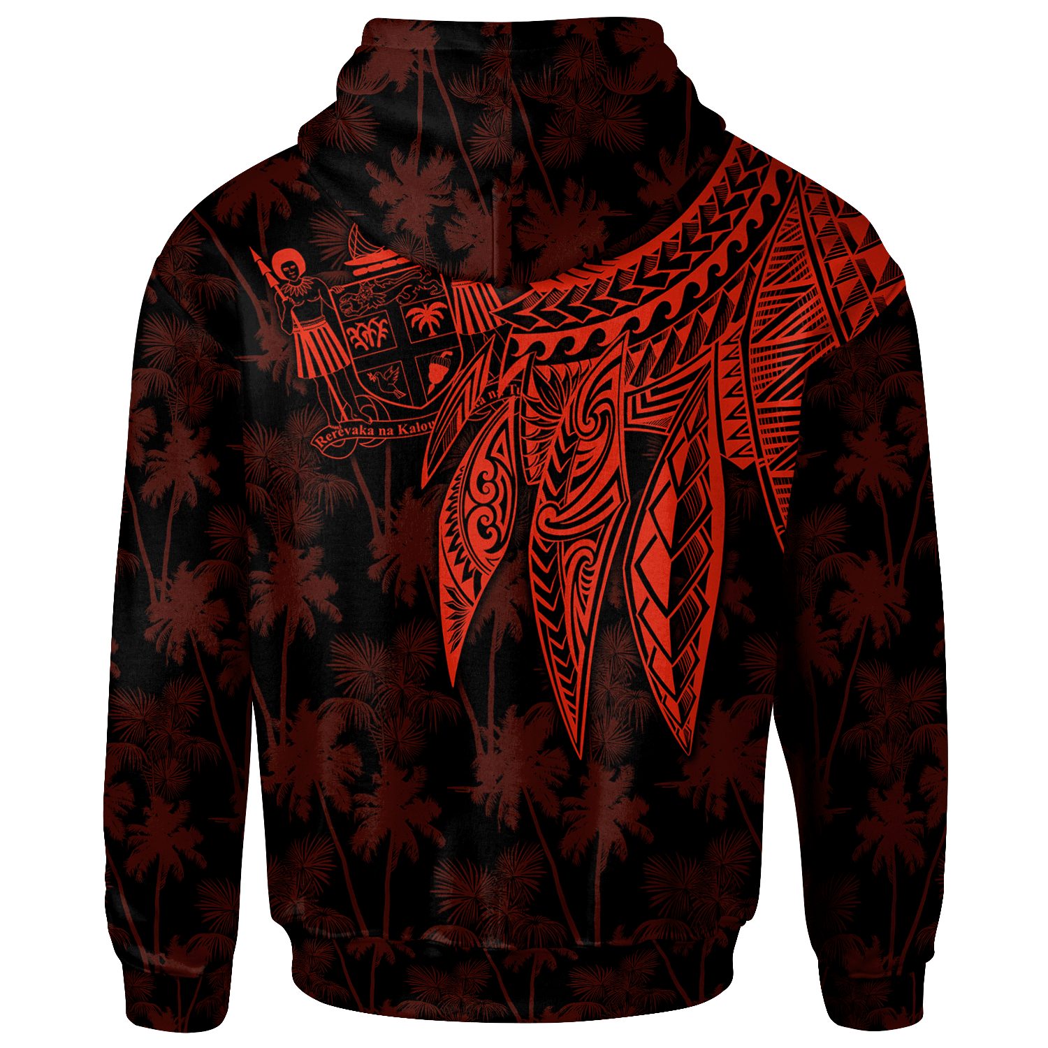 Fiji Custom Zip up Hoodie Polynesian Wings (Red) Unisex Blue - Polynesian Pride