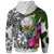 Pohnpei Hoodie White Turtle Plumeria Banana Leaf - Polynesian Pride