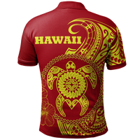 Hawaii Polynesian Polo Shirt Vintage Polynesian Turtle (Red) - Polynesian Pride