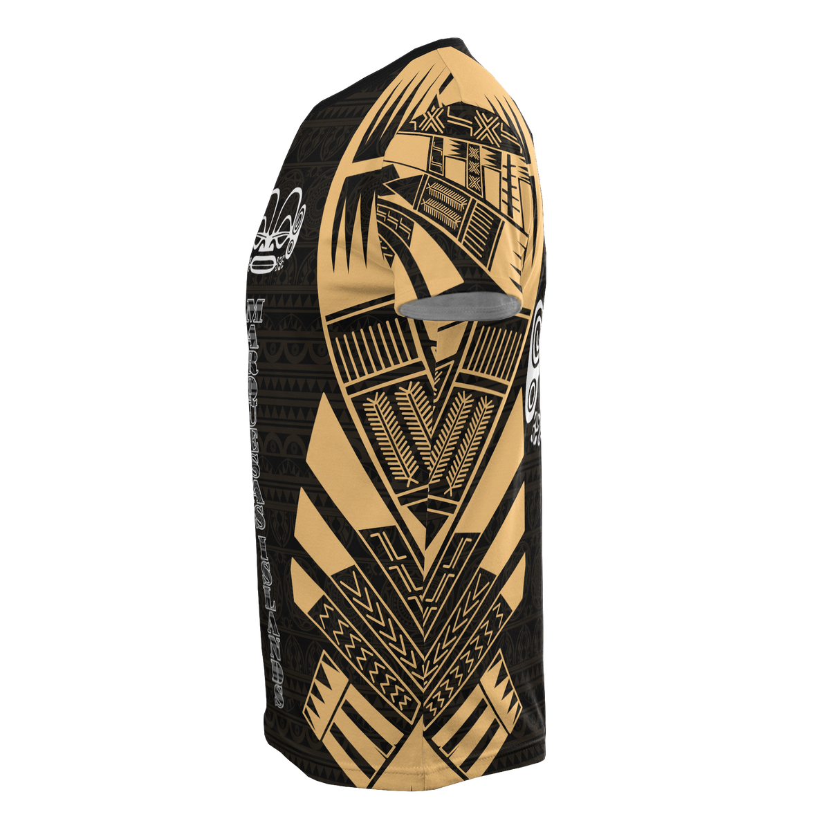 Marquesas Islands T Shirt Marquesas Islands Tiki Face Tattoo Gold Style - Polynesian Pride