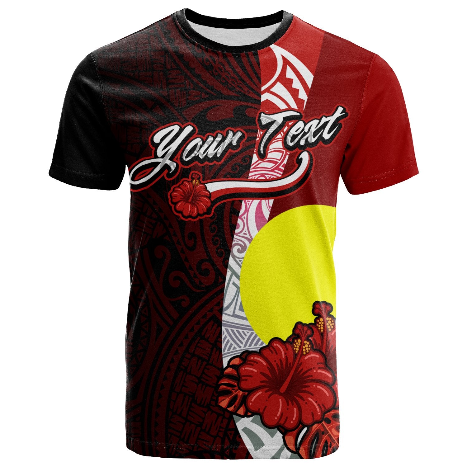 Palau Polynesian Custom T Shirt Coat Of Arm With Hibiscus Unisex Red - Polynesian Pride