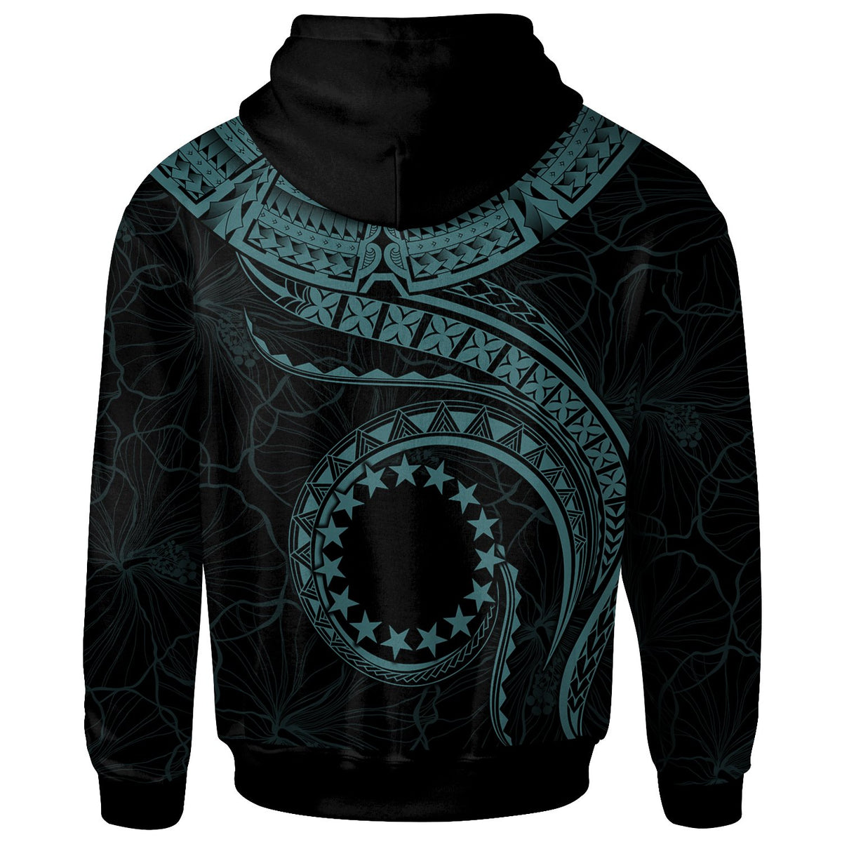 Cook Islands Polynesian Custom Zip up Hoodie Waves (Turquoise) - Polynesian Pride