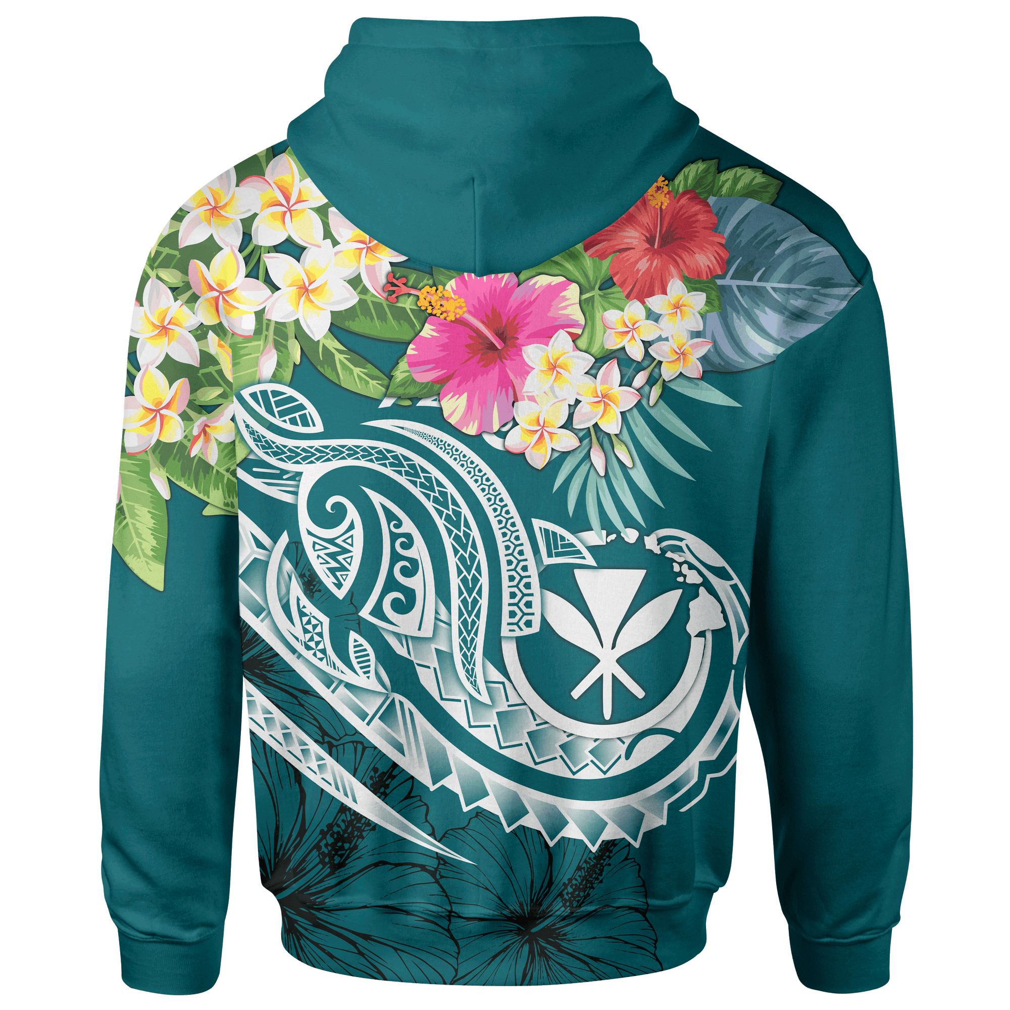 Polynesian Hawaii Kanaka Maoli Zip up Hoodie Summer Plumeria Unisex Blue - Polynesian Pride