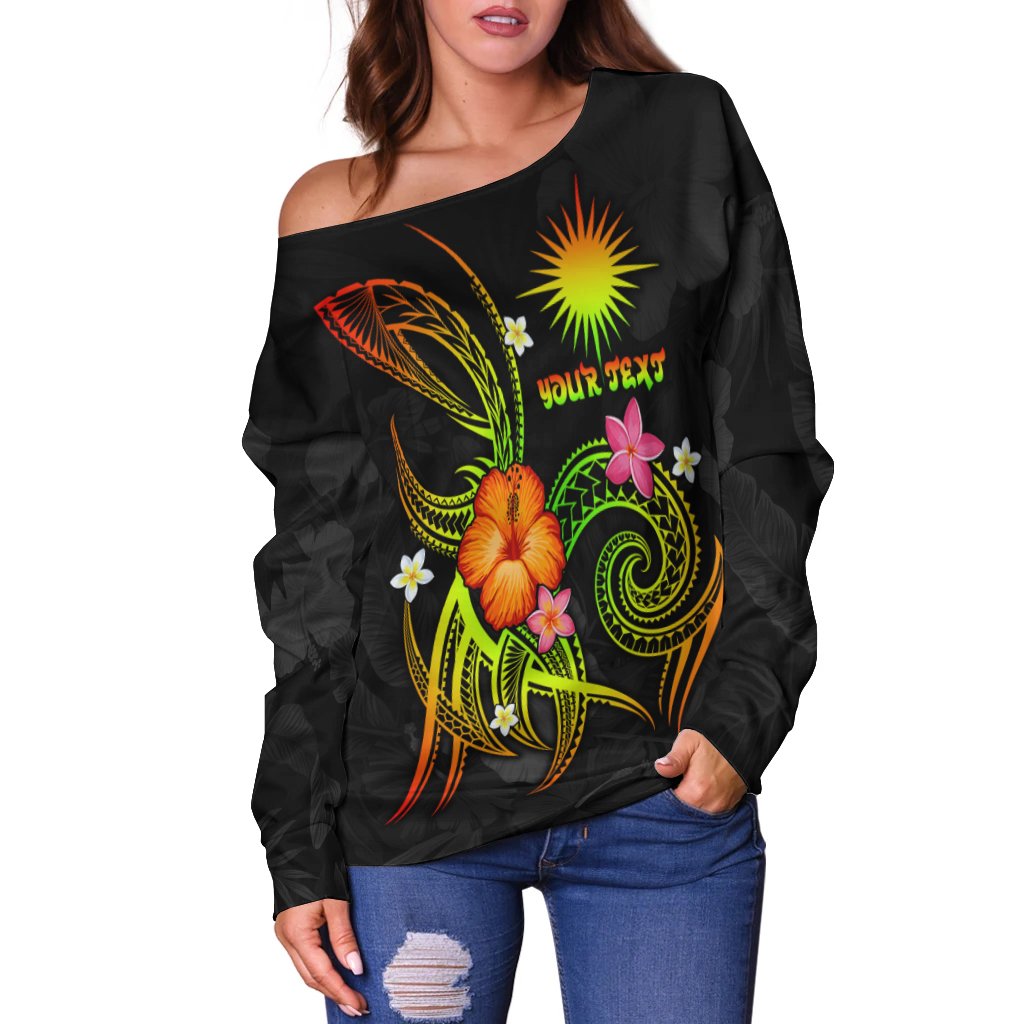 Marshall Islands Polynesian Personalised Women's Off Shoulder Sweater - Legend of Marshall Islands (Reggae) - Polynesian Pride