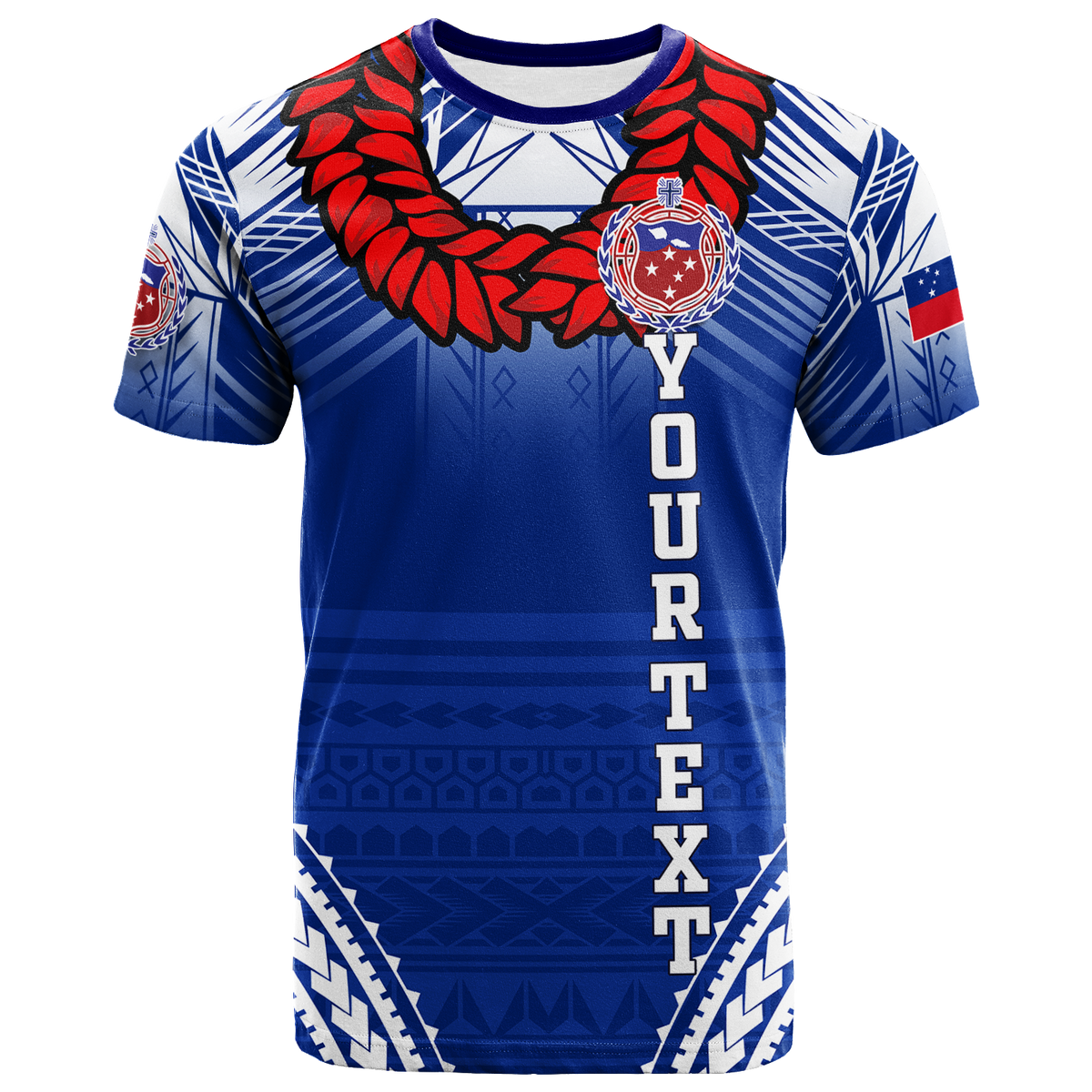 Custom Toa Samoa Rugby Ula Fala Art T Shirt LT12 Blue - Polynesian Pride