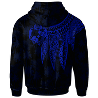 Tonga Custom Hoodie Polynesian Wings (Blue) - Polynesian Pride