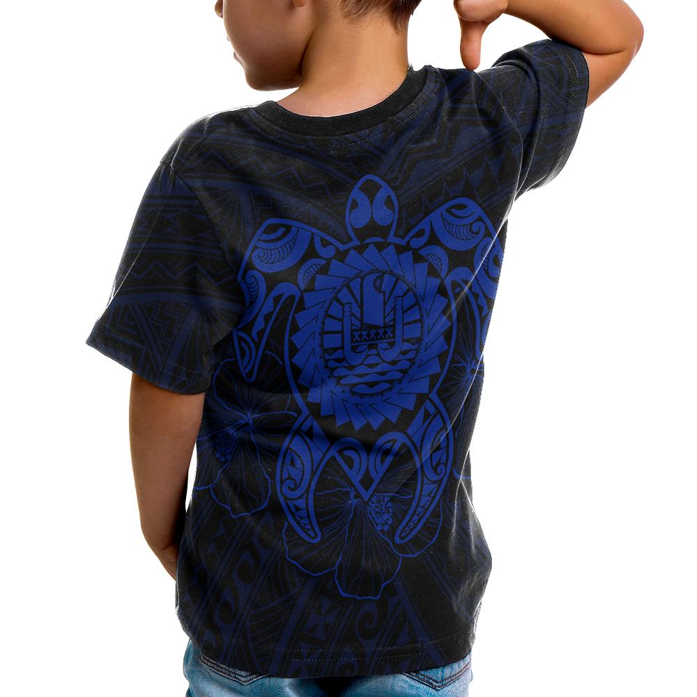 Tahiti Polynesian T Shirt Vintage Polynesian Turtle (Blue) - Polynesian Pride