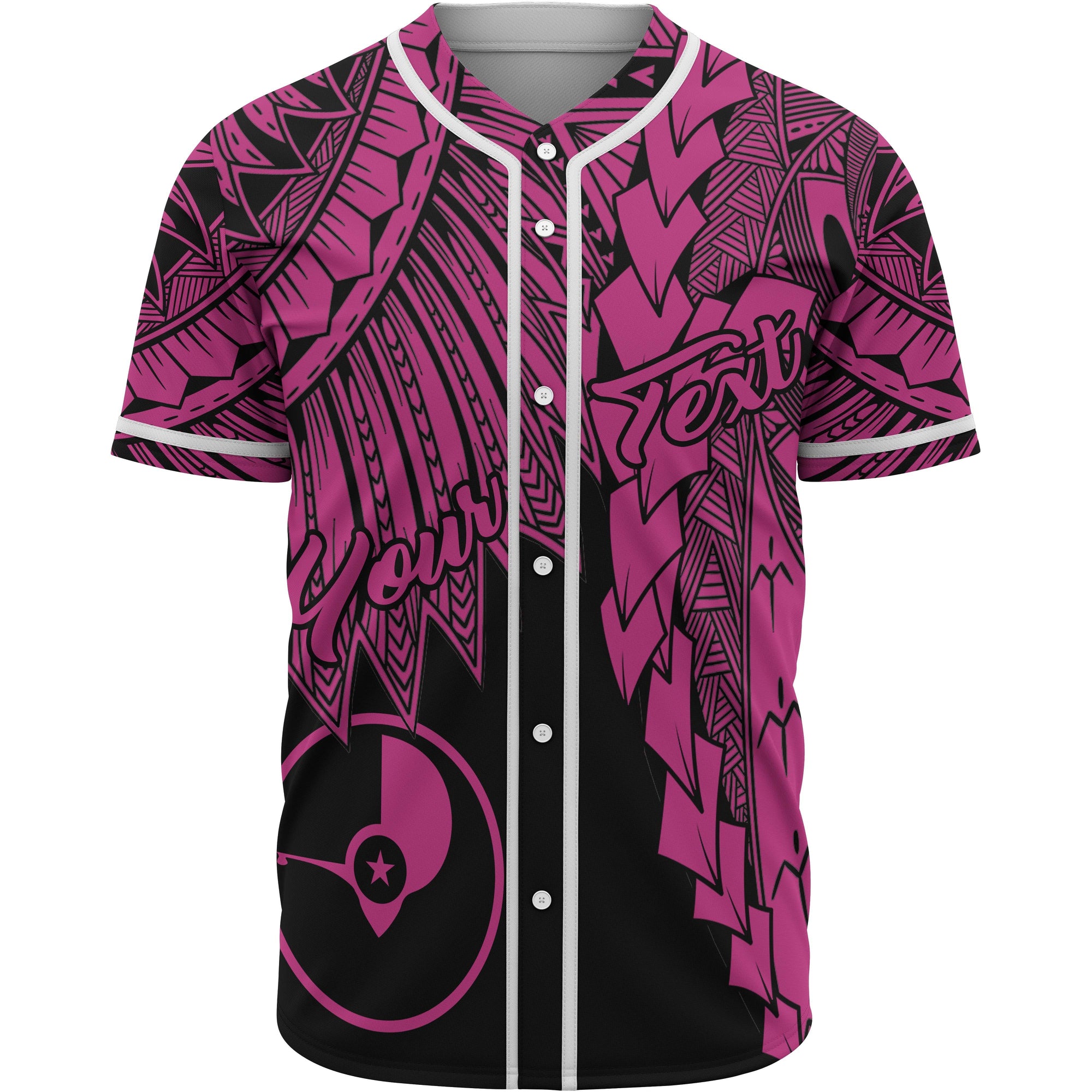 Yap Polynesian Custom Personalised Baseball Shirt - Tribal Wave Tattoo Pink Unisex Pink - Polynesian Pride