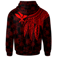 Polynesian Hawaii Kanaka Maoli Custom Zip up Hoodie Polynesian Wings (Red) - Polynesian Pride