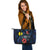 New Caledonia Polynesian Leather Tote - Blue Turtle Hibiscus - Polynesian Pride