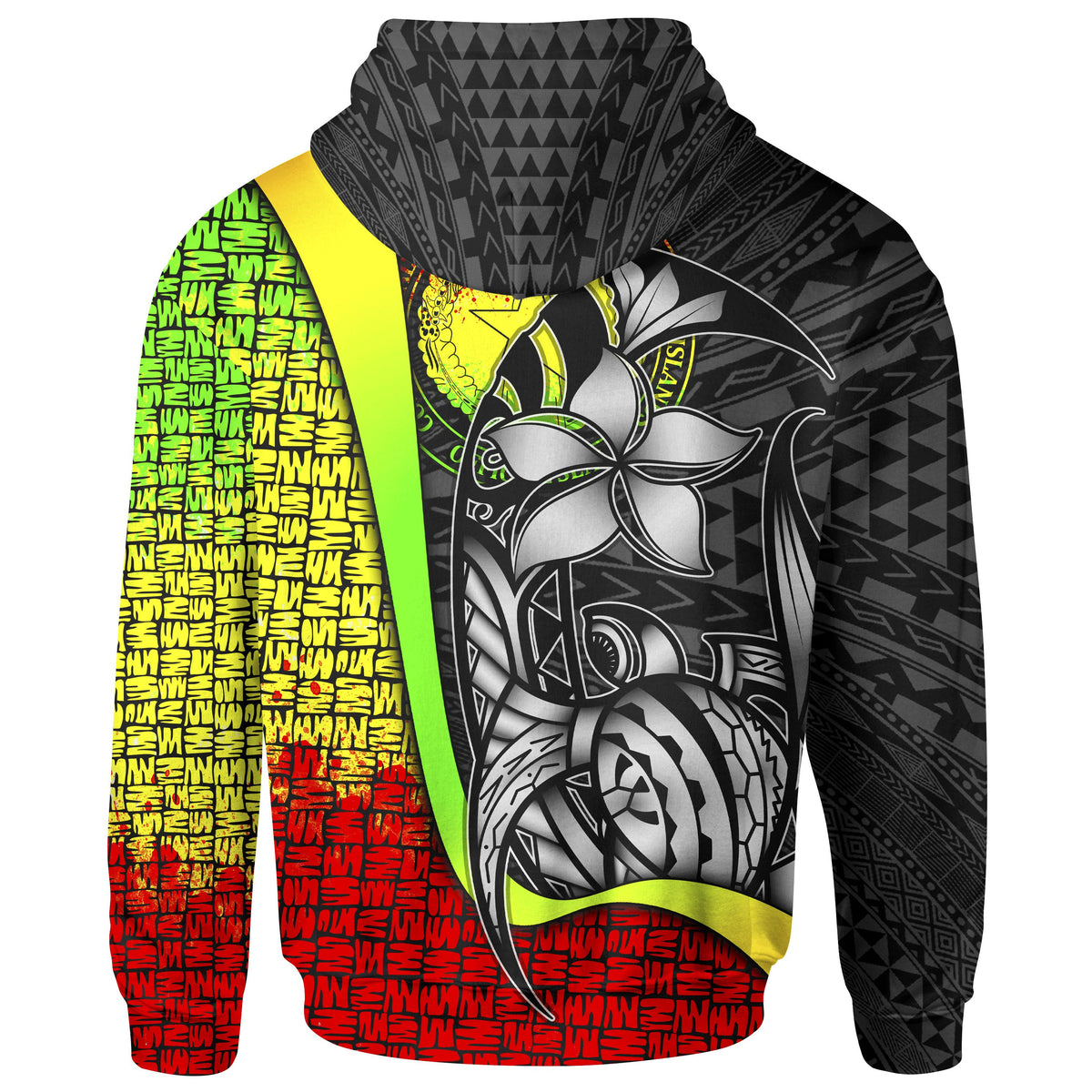 Northern Mariana Islands Polynesian Zip up Hoodie Reggae Turtle with Hook - Polynesian Pride