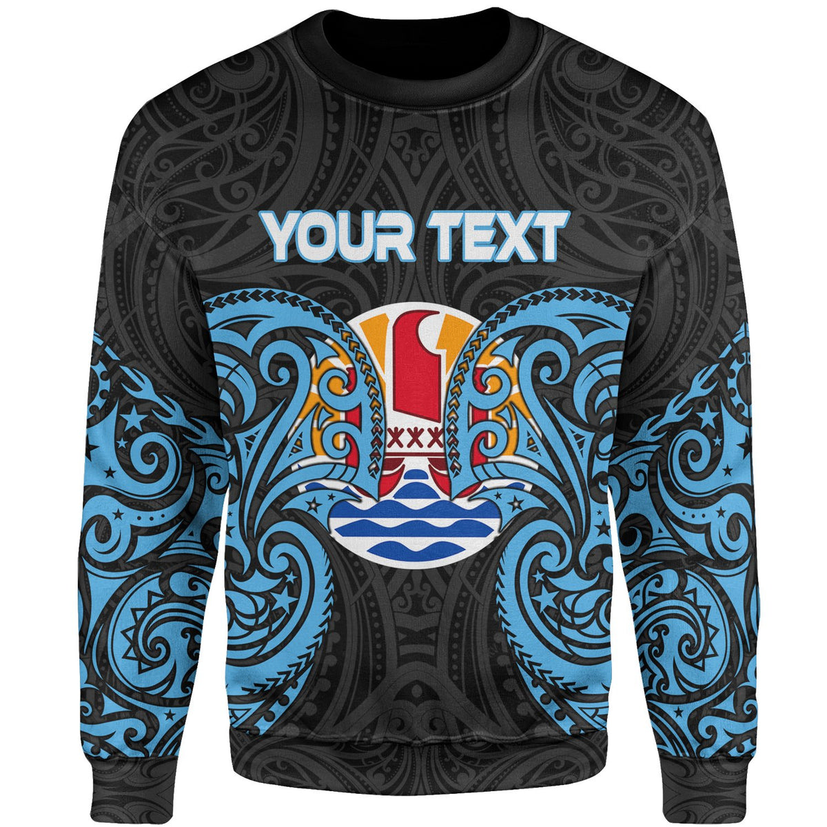 Tahiti Polynesian Custom Personalised Sweater - Spirit Style Blue Unisex Blue - Polynesian Pride