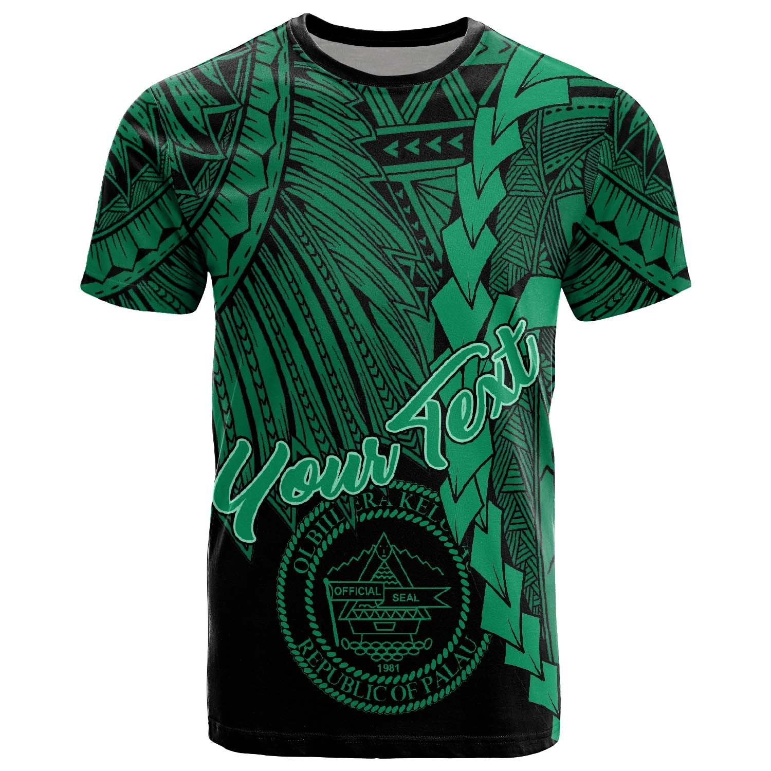 Palau Polynesian Custom T Shirt Tribal Wave Tattoo Green Unisex Green - Polynesian Pride