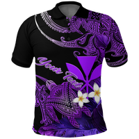 Custom Hawaii Turtle With Plumeria Leaf Purple Polo Shirt LT12 Unisex Black - Polynesian Pride