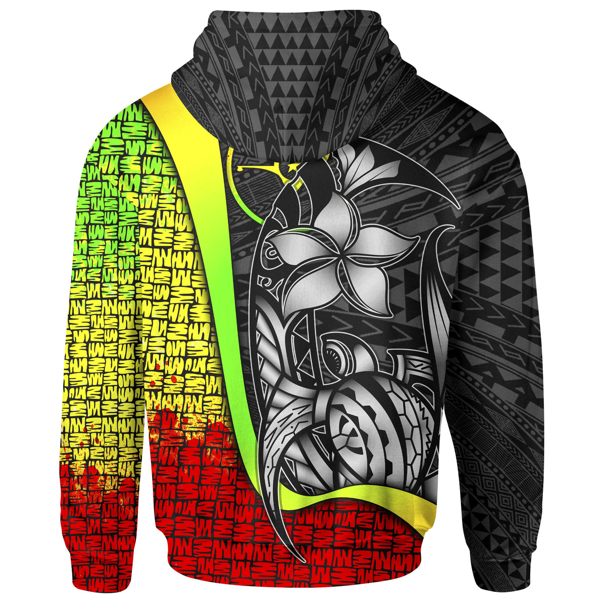 Yap Micronesian Zip up Hoodie Reggae Turtle with Hook - Polynesian Pride
