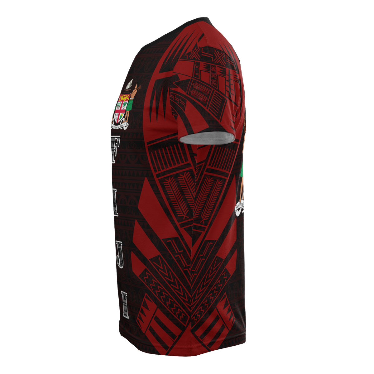 Fiji T Shirt Fijian Coat of Arms Polynesian Tattoo Red Style - Polynesian Pride