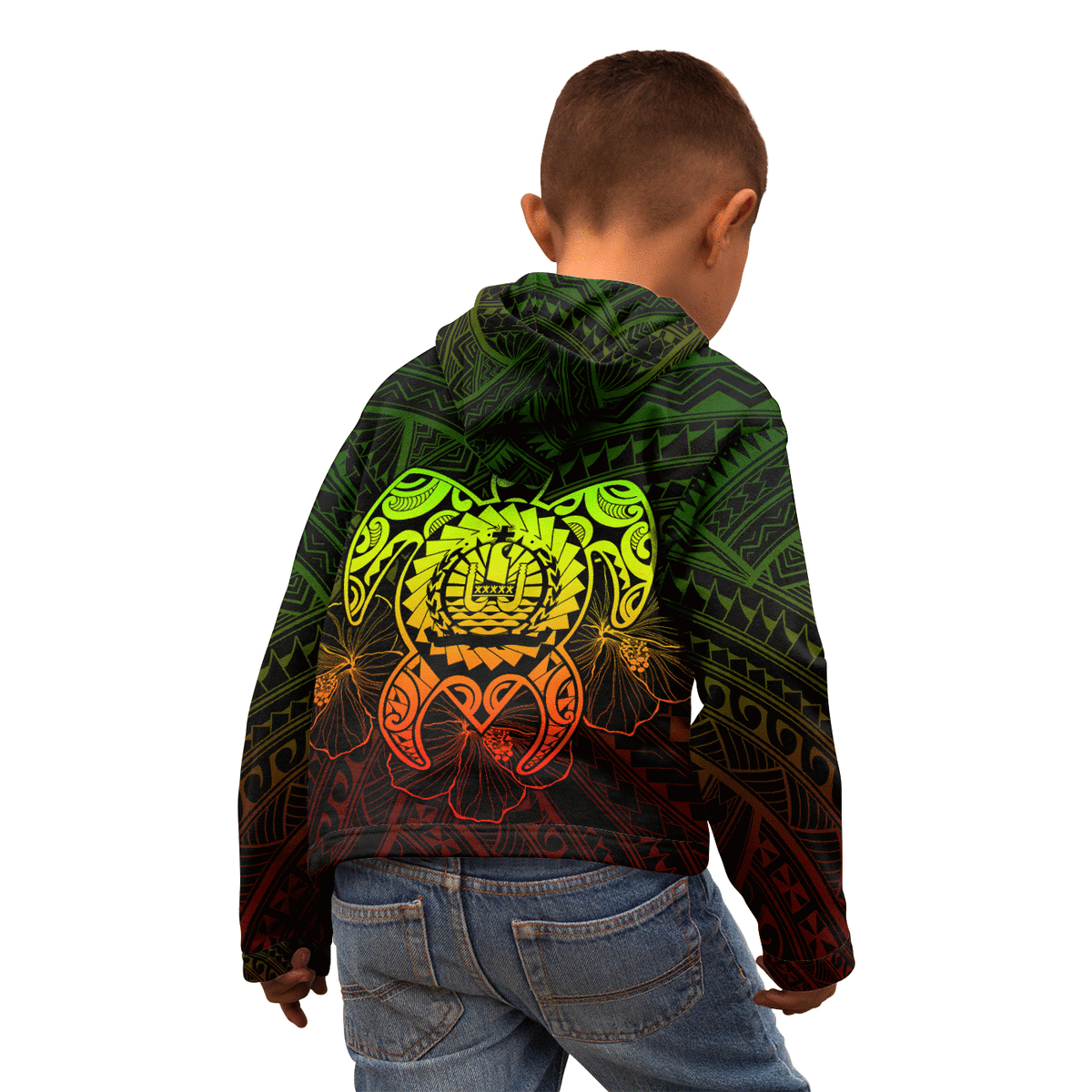 Tahiti Polynesian Custom Zip up Hoodie Vintage Polynesian Turtle (Reggae) - Polynesian Pride