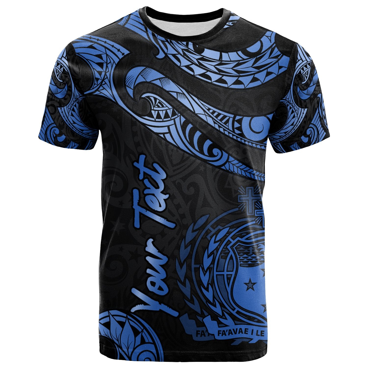 Samoa Polynesian Custom T Shirt Poly Tattoo Blue Version Unisex Blue - Polynesian Pride