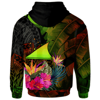 Tokelau Polynesian Zip up Hoodie Hibiscus and Banana Leaves - Polynesian Pride