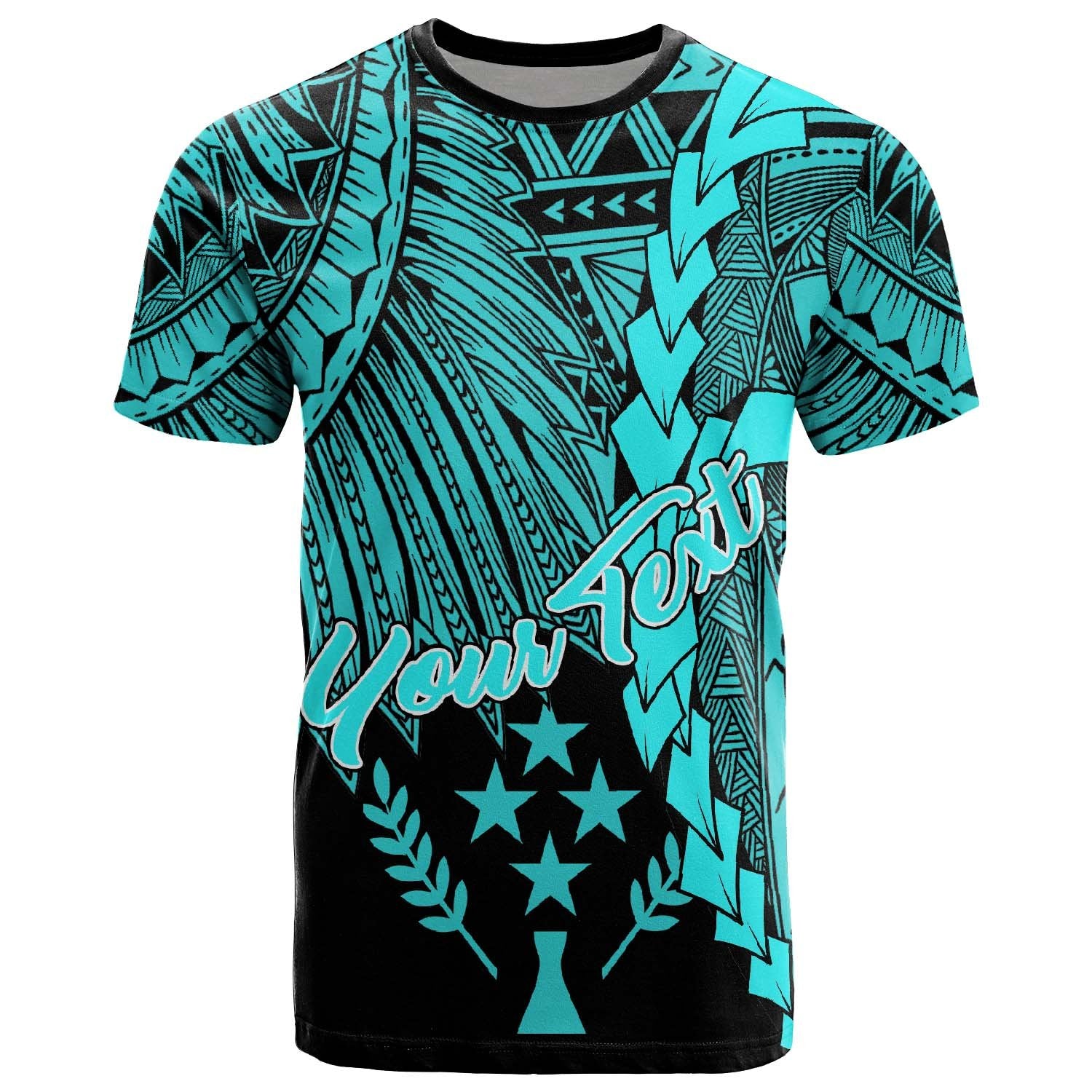 Kosrae Micronesia Custom T Shirt Tribal Wave Tattoo Neon Blue Unisex Neon Blue - Polynesian Pride