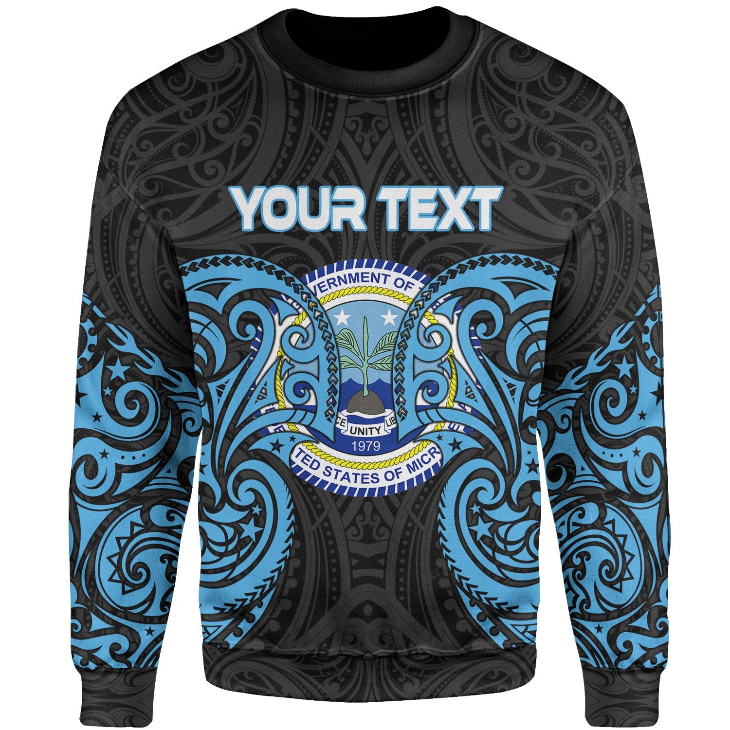 Federated States Of Micronesia Polynesian Custom Personalised Sweater - Spirit Style Blue Unisex Blue - Polynesian Pride