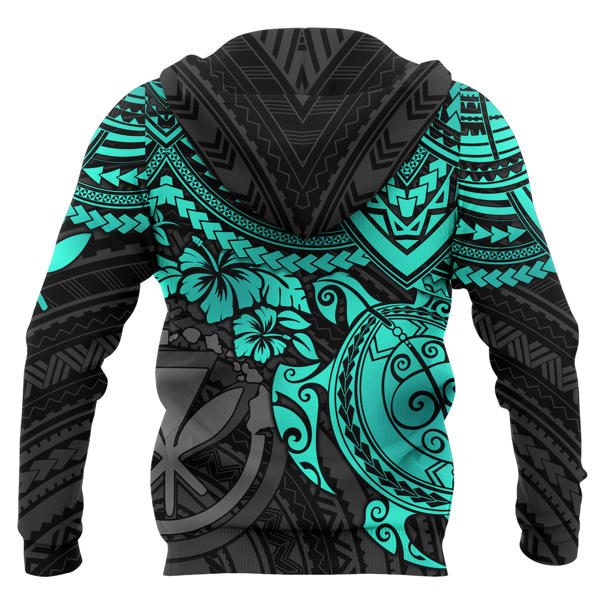 Polynesian Hawaii Hoodie Turquoise Turtle - Polynesian Pride