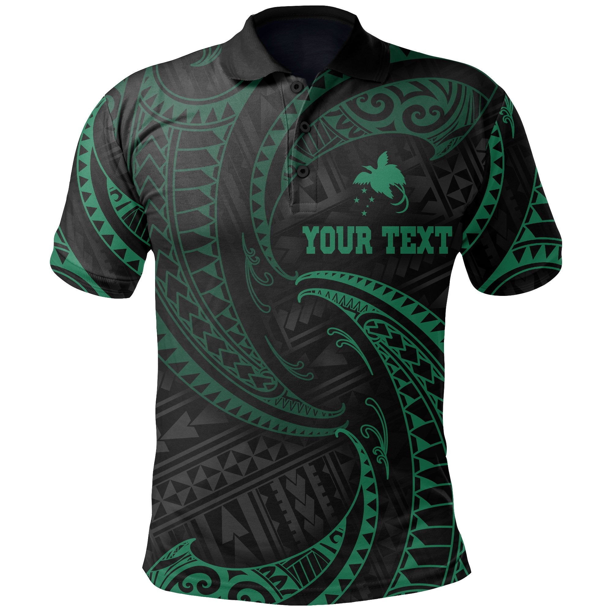 Papua New Guinea Polynesian Custom Polo Shirt Green Tribal Wave Unisex Green - Polynesian Pride