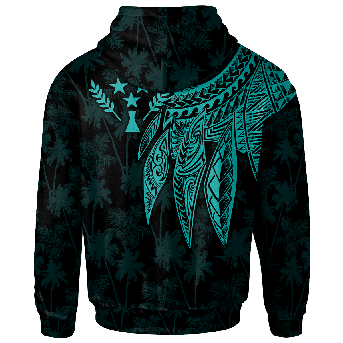 Kosrae Zip up Hoodie Polynesian Wings (Turquoise) - Polynesian Pride