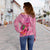 Northern Mariana Islands Polynesian Women's Off Shoulder Sweater - Floral With Seal Pink - Polynesian Pride