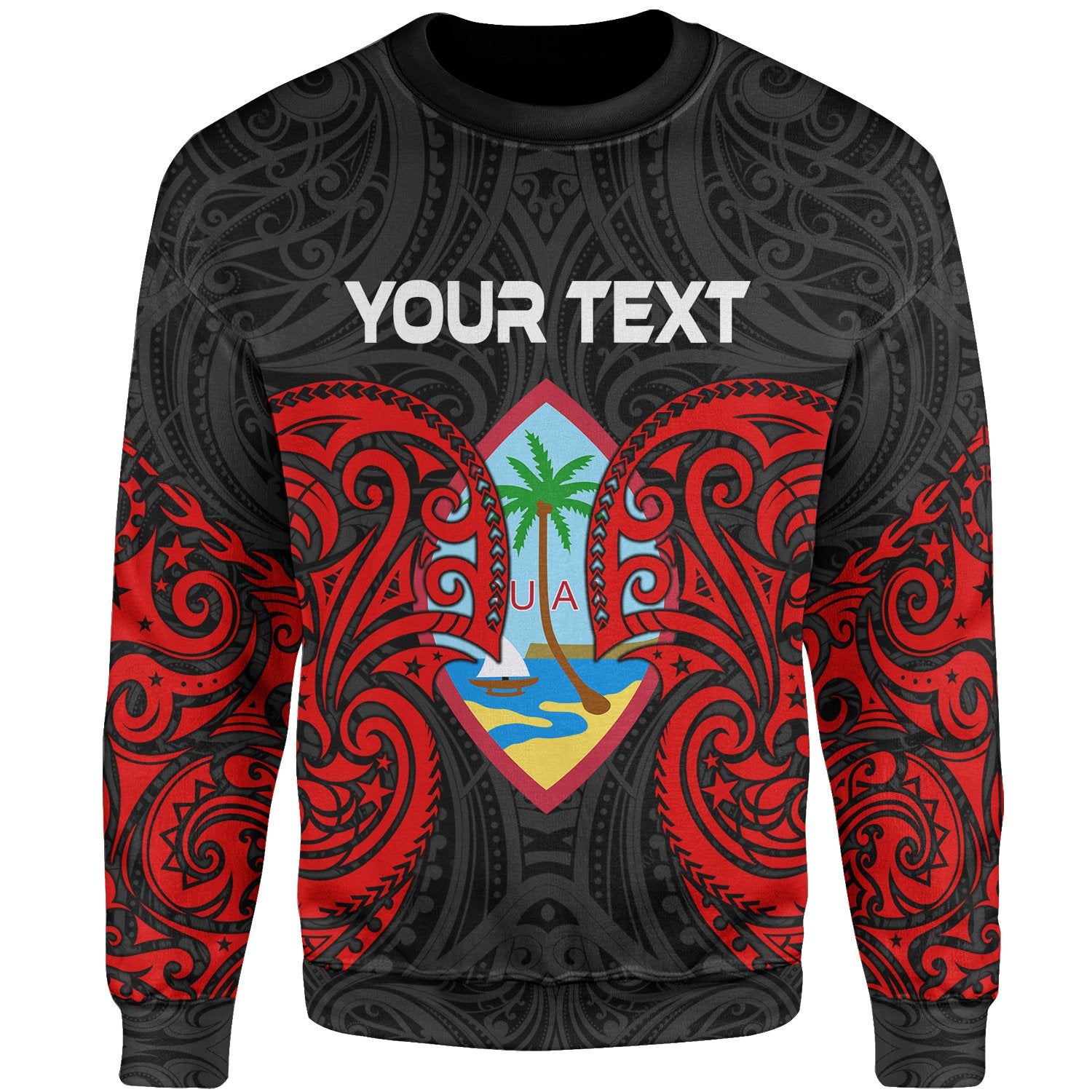 Guam Polynesian Custom Personalised Sweater - Spirit Style Unisex Black - Polynesian Pride