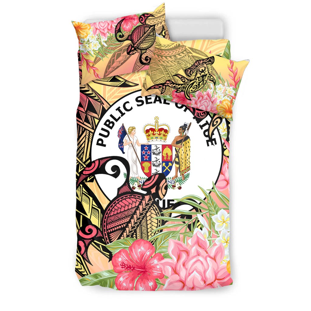 Niue Bedding Set - Flowers Tropical With Sea Animals - Polynesian Pride