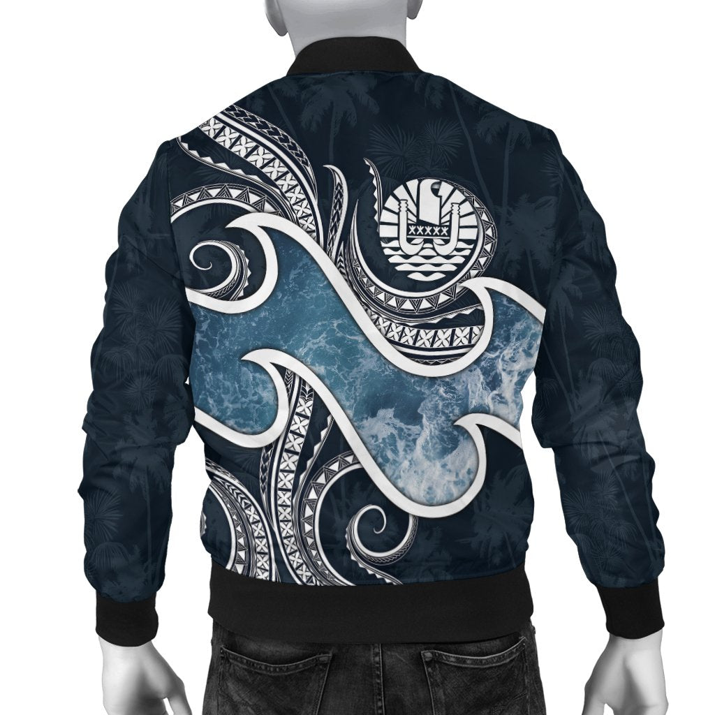 Tahiti Polynesian Men's Bomber Jacket - Ocean Style - Polynesian Pride
