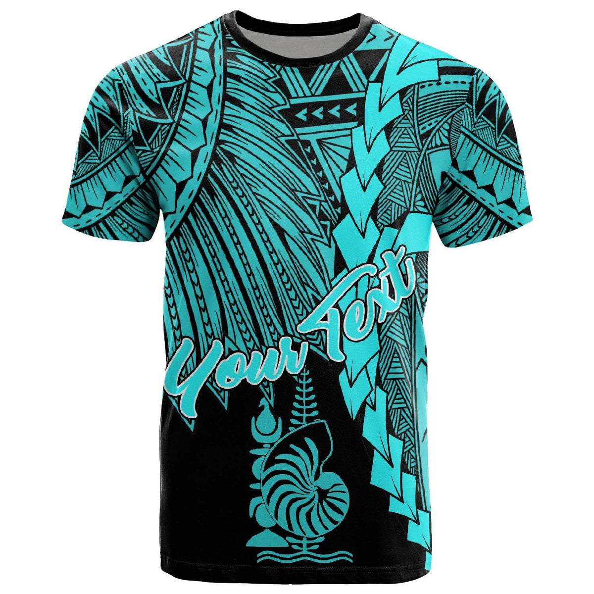 New Caledonia Polynesian Custom T Shirt Tribal Wave Tattoo Neon Blue Unisex Neon Blue - Polynesian Pride