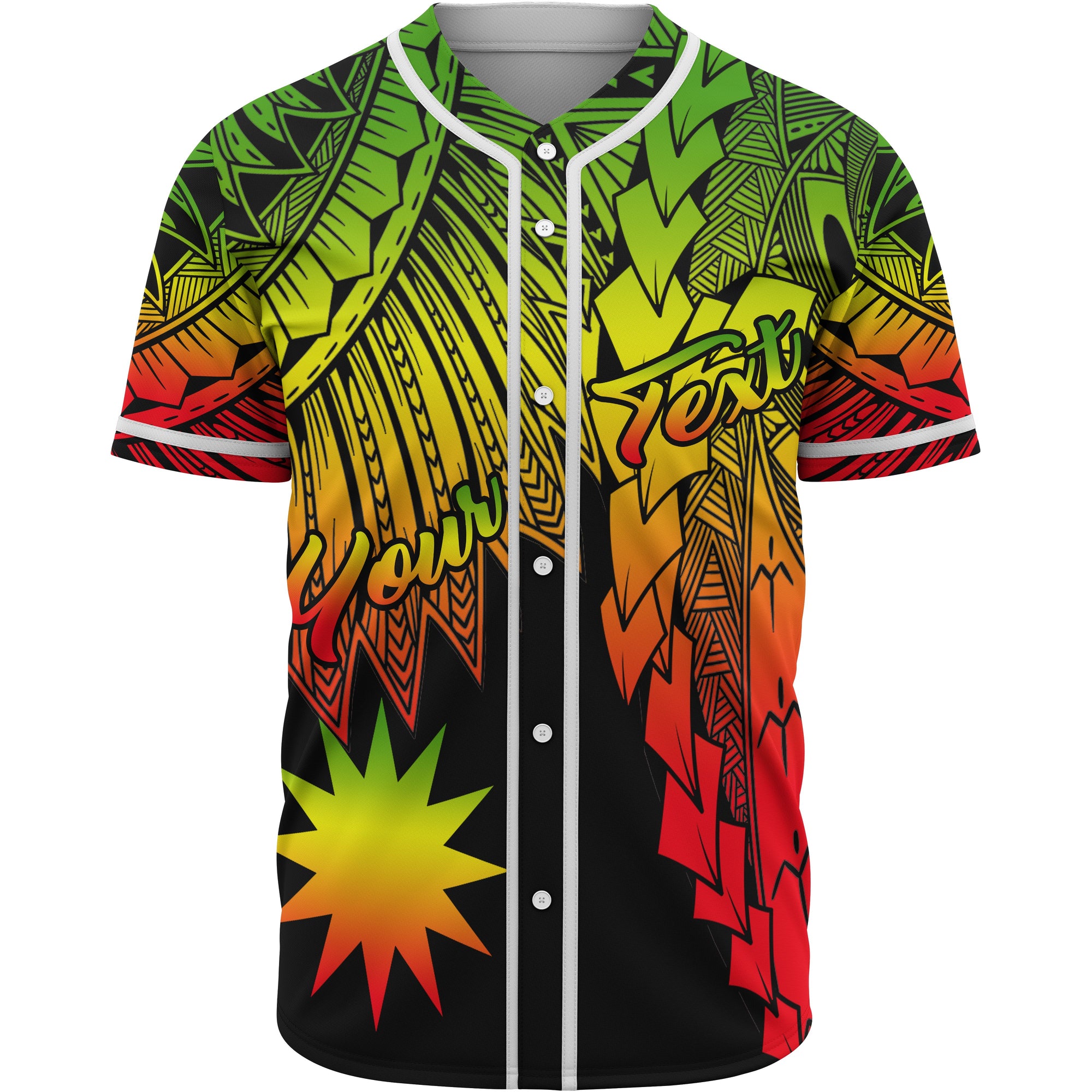 Nauru Polynesian Custom Personalised Baseball Shirt - Tribal Wave Tattoo Reggae Unisex Reggae - Polynesian Pride