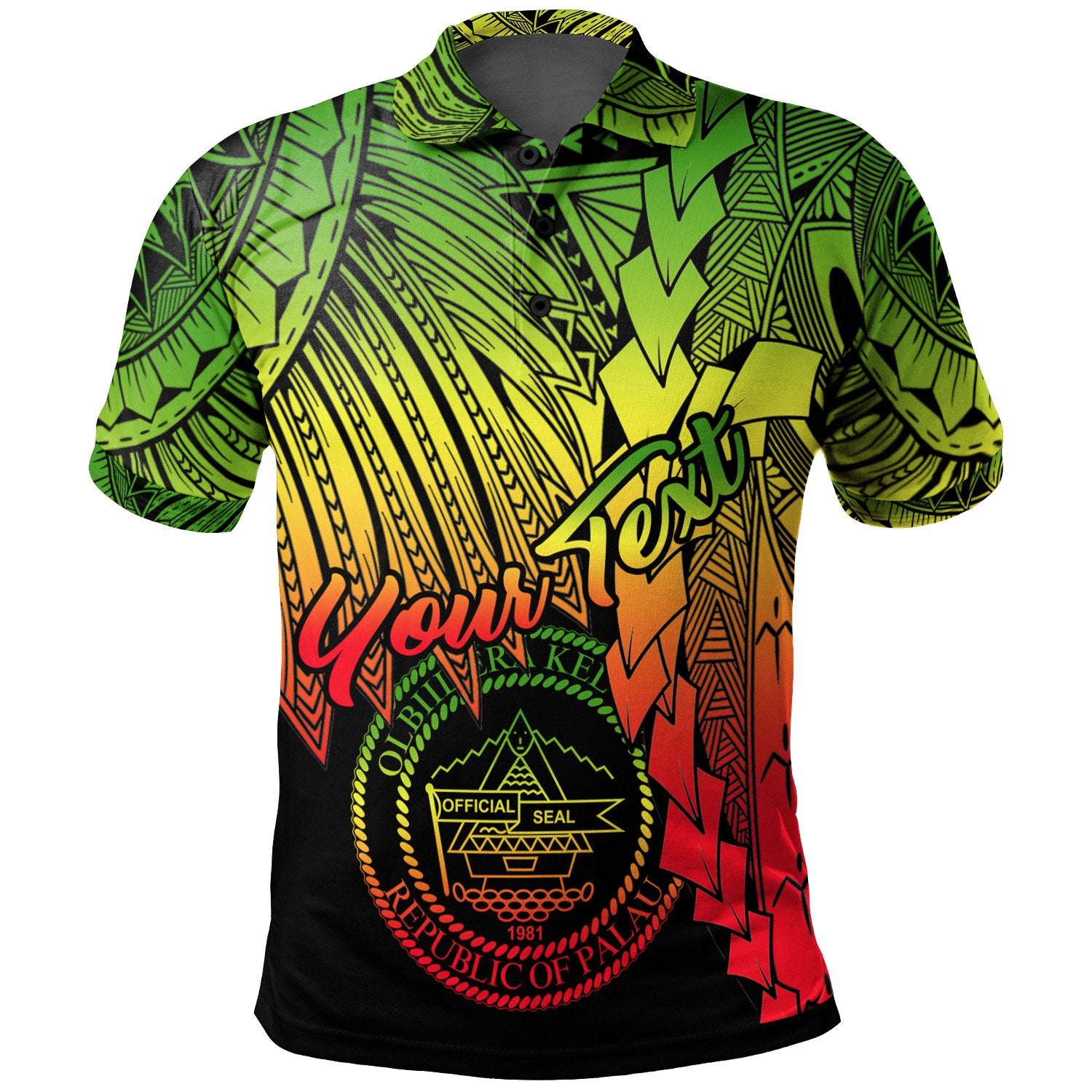 Palau Polynesian Custom Polo Tribal Wave Tattoo Reggae Unisex Reggae - Polynesian Pride