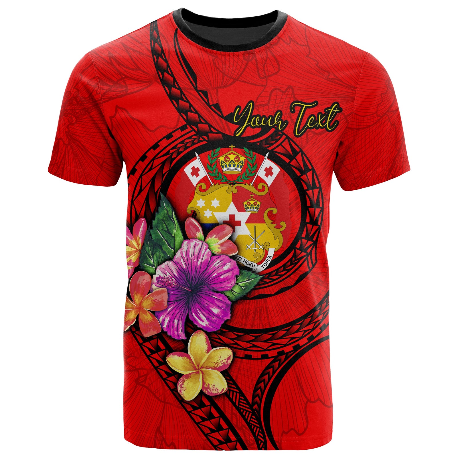 Tonga Polynesian Custom T Shirt Floral With Seal Red Unisex Red - Polynesian Pride