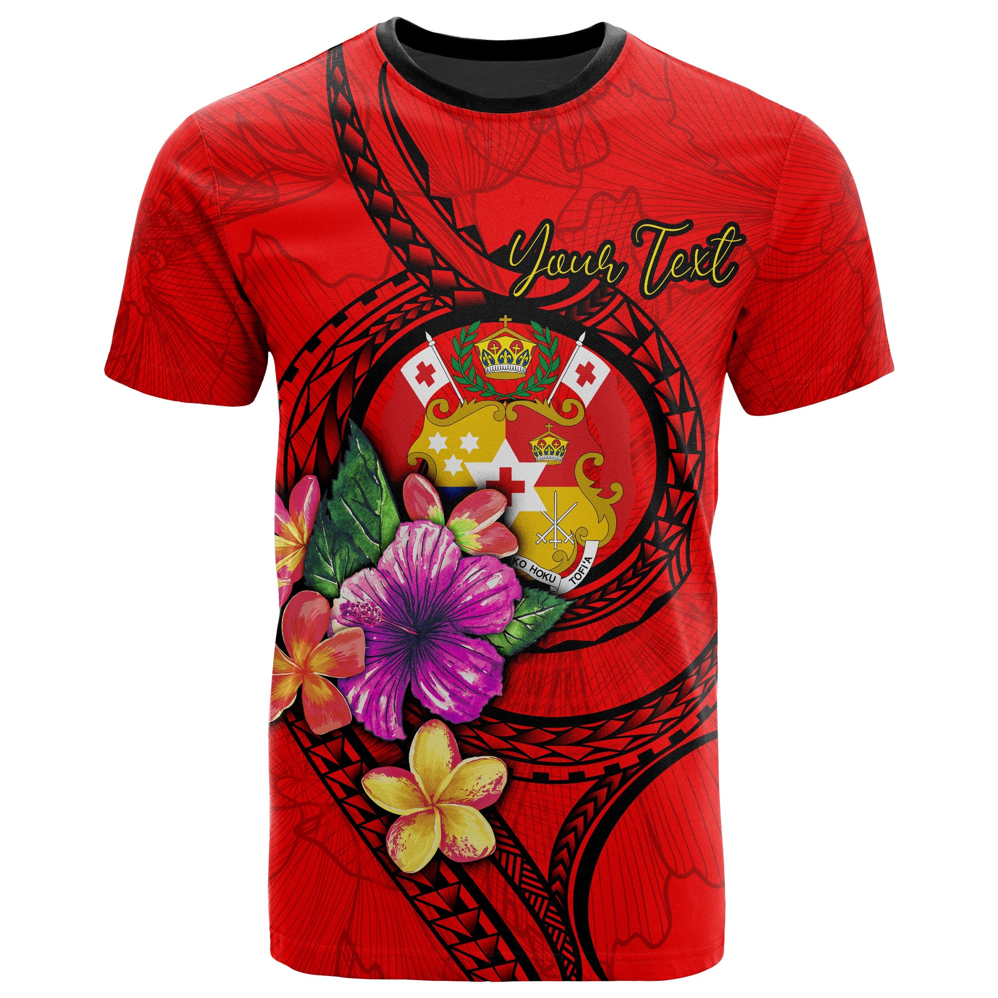 Tonga Polynesian Custom T Shirt Floral With Seal Red Unisex Red - Polynesian Pride